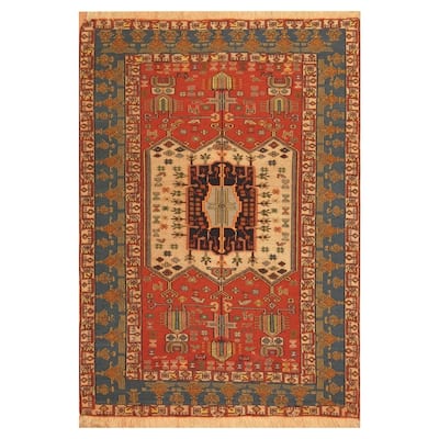 Handmade Herat Oriental Persian Hand-woven Tribal Afshar Wool Rug (4'4 x 5'6) - 4'4 x 5'6