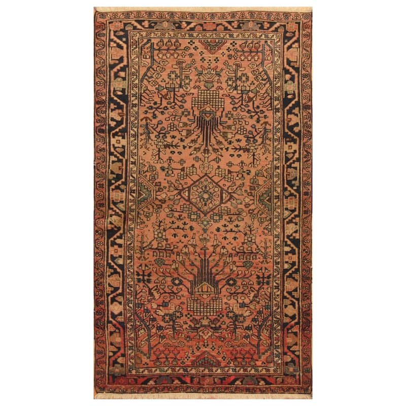 HERAT ORIENTAL Antique 1920s Persian Hand-knotted Tribal Geometric Hamadan Wool Rug - 3'5 x 6'