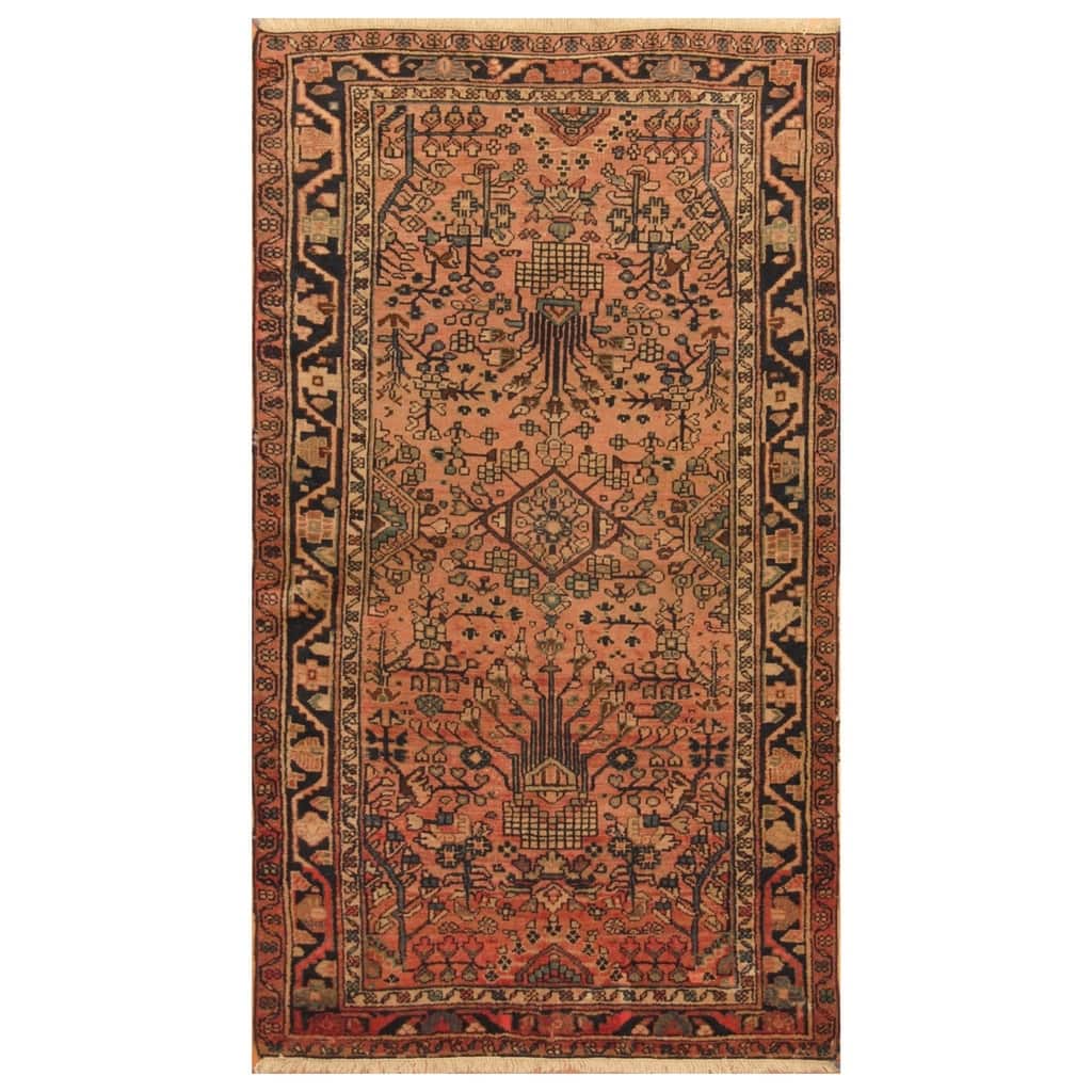 HERAT ORIENTAL Antique 1920s Persian Hand-knotted Tribal Geometric Hamadan Wool Rug - 3'5 x 6'