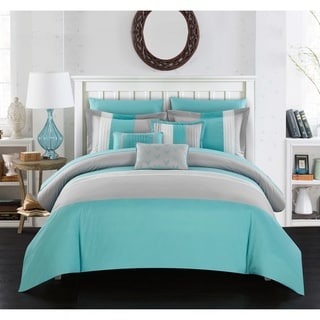 Chic Home Hester Turquoise Color Block 10-piece Bed in a Bag Set