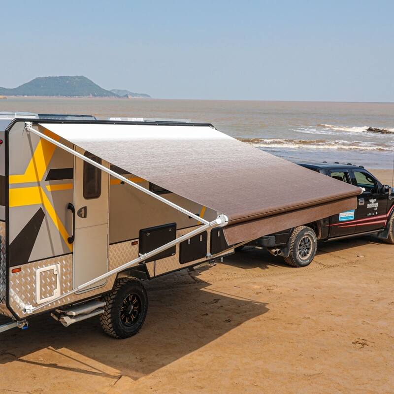 ALEKO Retractable 20X8' RV or Home Patio Canopy Awning - Brown Fade