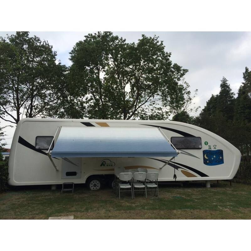 ALEKO Retractable 20X8' RV or Home Patio Canopy Awning - blue fade