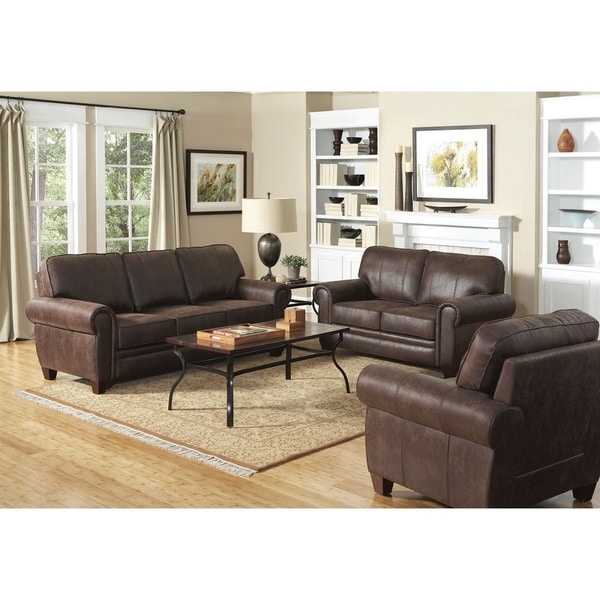 Three Seat Sofa With Leather Upholstery Dark Brown On Three Seat Sofa With Leather Upholstery Dark Brown