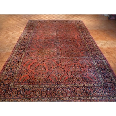 Hand Knotted Red Sarouk with Wool Oriental Rug