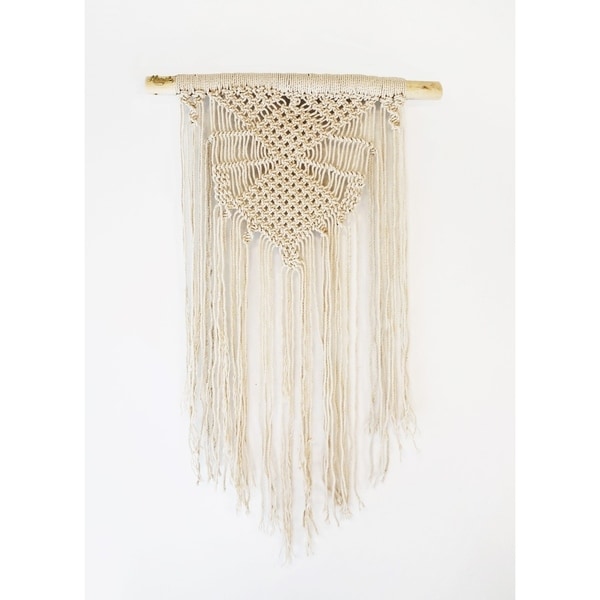 Beige Diamond Handmade Woven Tapestry Wall Hanging