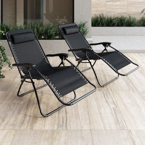 CorLiving Riverside Textured Zero Gravity Lounger, set of 2