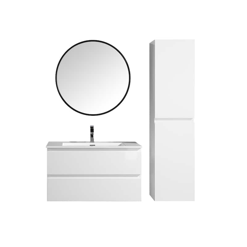 The Frost Collection 36 Inch Floating Modern Bathroom Vanity