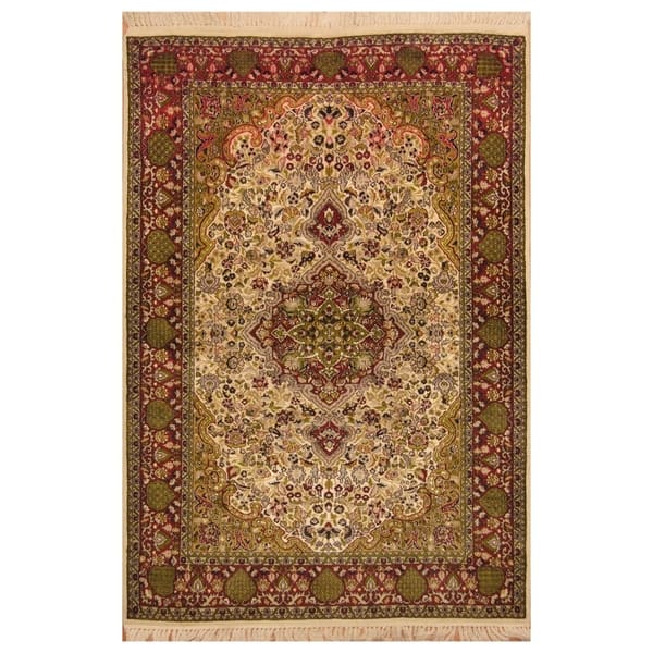 Handmade One Of A Kind Kashmiri Wool And Silk Rug India 4 2 X 6 2 Overstock 20979558