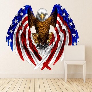 Eagle USA Symbol Flag Full Color Wall Decal Sticker K-761 FRST