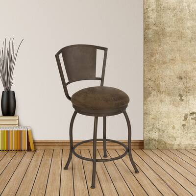 Quin 26" Counter Height Swivel Metal Barstool in Geneva Harvest Fabric and Copper Bisque Finish