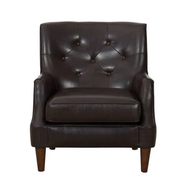 Homepop Large Tufted Faux Leather Accent Chair Dark Brown Overstock 20980523