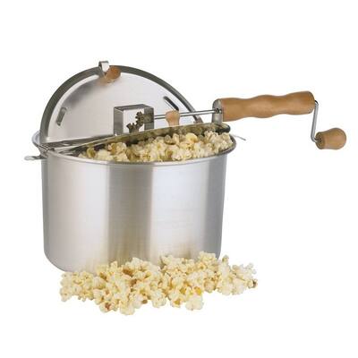 Whirley Pop Aluminum Stove Top Popcorn Popper 6 qt. Silver