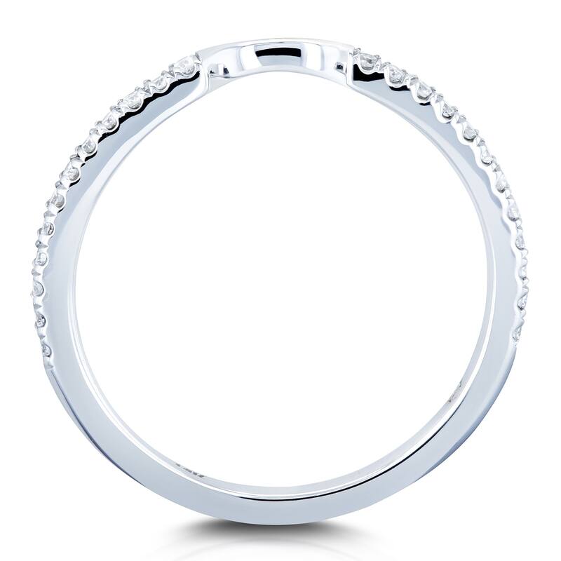 Annello by Kobelli 14k White Gold 1/8ct TDW Diamond Notched Indent Matching Wedding Band