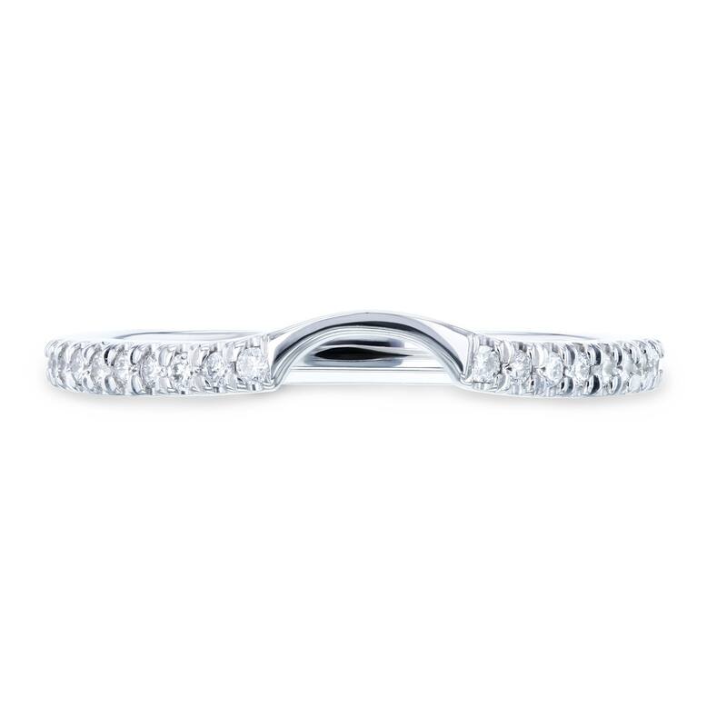 Annello by Kobelli 14k White Gold 1/8ct TDW Diamond Notched Indent Matching Wedding Band