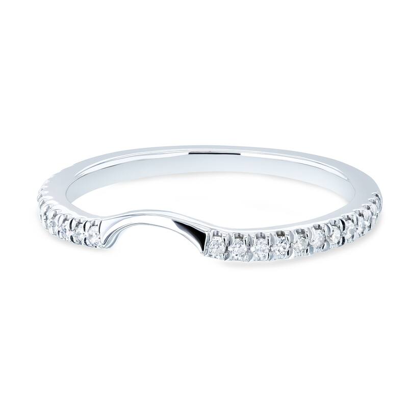 Annello by Kobelli 14k White Gold 1/8ct TDW Diamond Notched Indent Matching Wedding Band