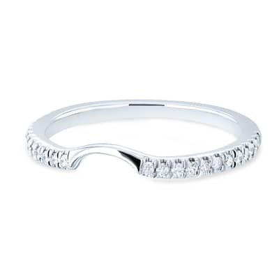 Annello by Kobelli 14k White Gold 1/8ct TDW Diamond Notched Indent Matching Wedding Band