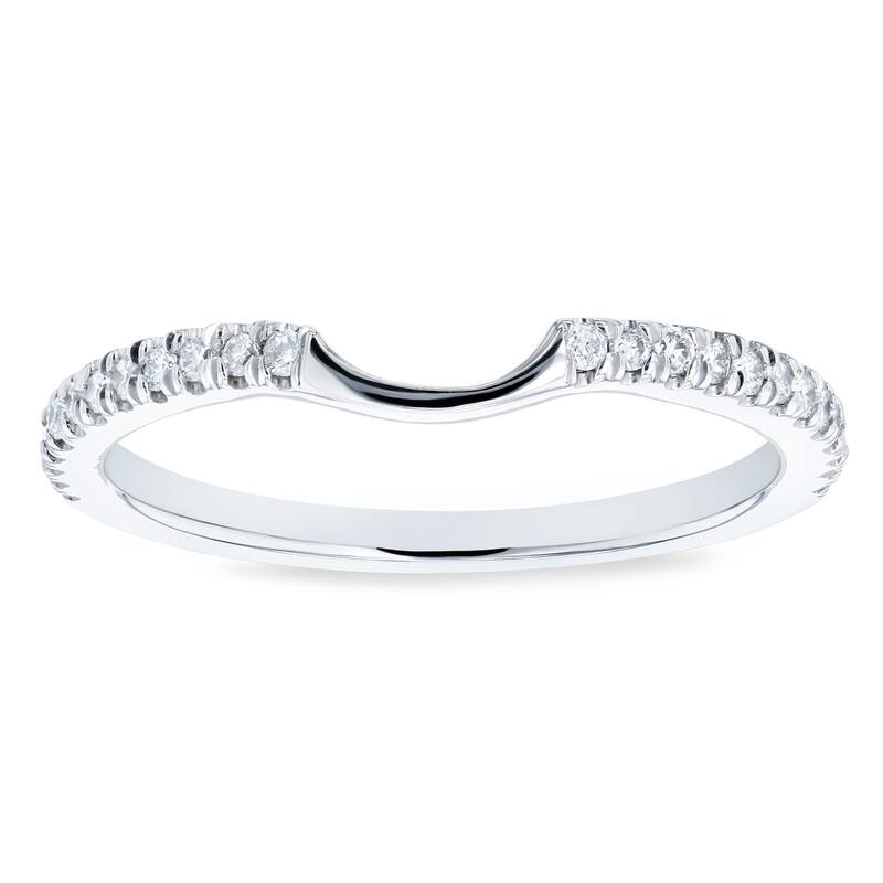 Annello by Kobelli 14k White Gold 1/8ct TDW Diamond Notched Indent Matching Wedding Band