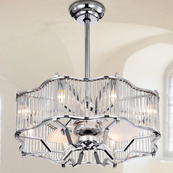 Shop Nalana 8 Light Crystal 3 Blade 30 Inch Chrome Ceiling