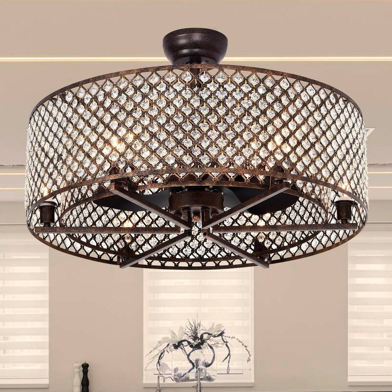 Miyaka 6-light Metal 29-inch Lighted Ceiling Fan Chandelier