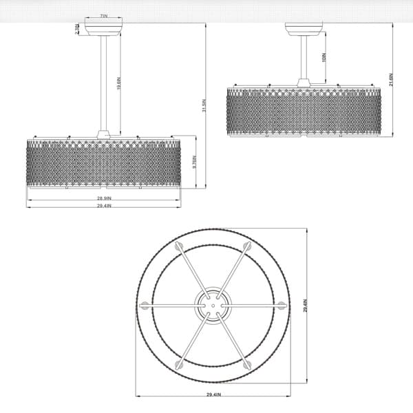 Miyaka 6-light Metal 29-inch Lighted Ceiling Fan
