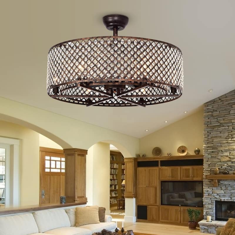 Miyaka 6-light Metal 29-inch Lighted Ceiling Fan Chandelier