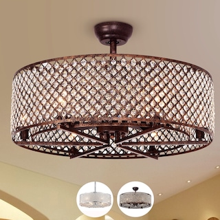 Miyaka 6-light Metal 29-inch Lighted Ceiling Fan Chandelier