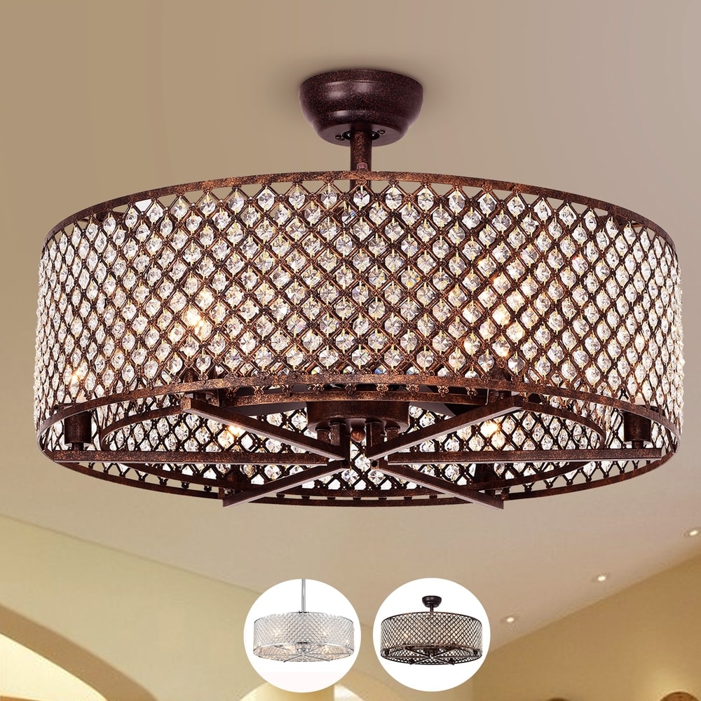 Warehouse of Tiffany Miyaka 6-light Metal 29-inch Lighted Ceiling Fan Chandelier