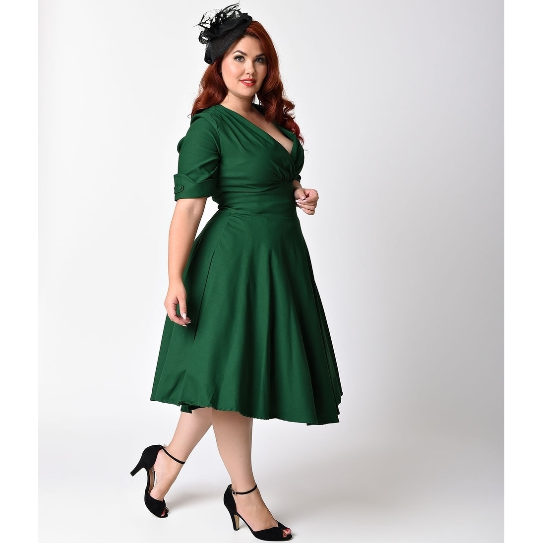 emerald green swing dress