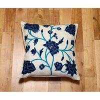 Handmade Embroidered Decorative Throw Pillow Cover - 18"x18" (India)