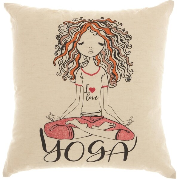 Mina Victory Trendy Curly Yoga Natural Throw Pillow (18-Inch X 18-Inch)