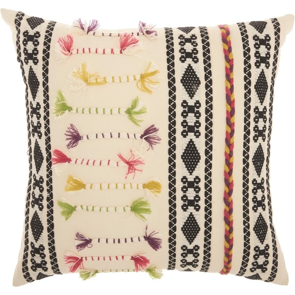 Mina Victory Textured Patterns Cream Throw Pillow (18-Inch X 18-Inch)