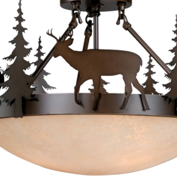 Shop Bryce 18 5 In W Bronze Rustic Deer Tree Bowl Semi Flush