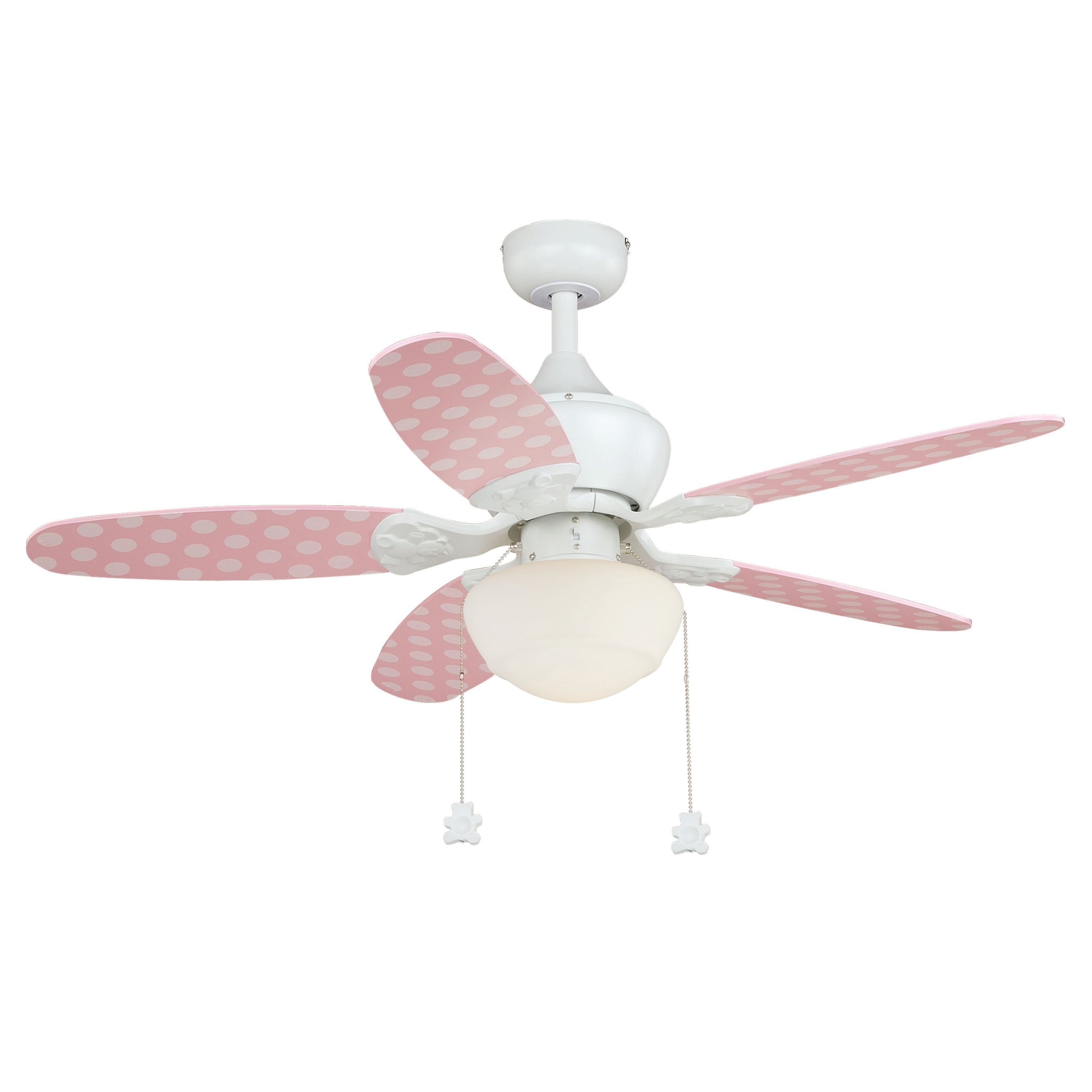 Alex Children S 44 Inch Girl S Pink Polka Dot And White Led Ceiling Fan With Light Kit 44 In W X 20 5 In H X 44 In D