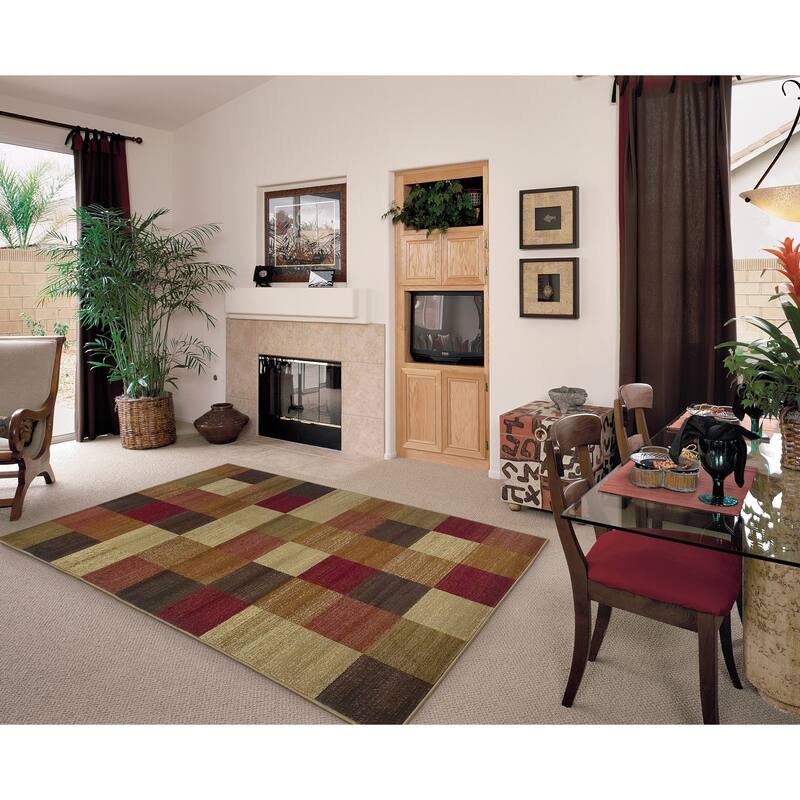 KAS Lifestyles Beige Squares Rug