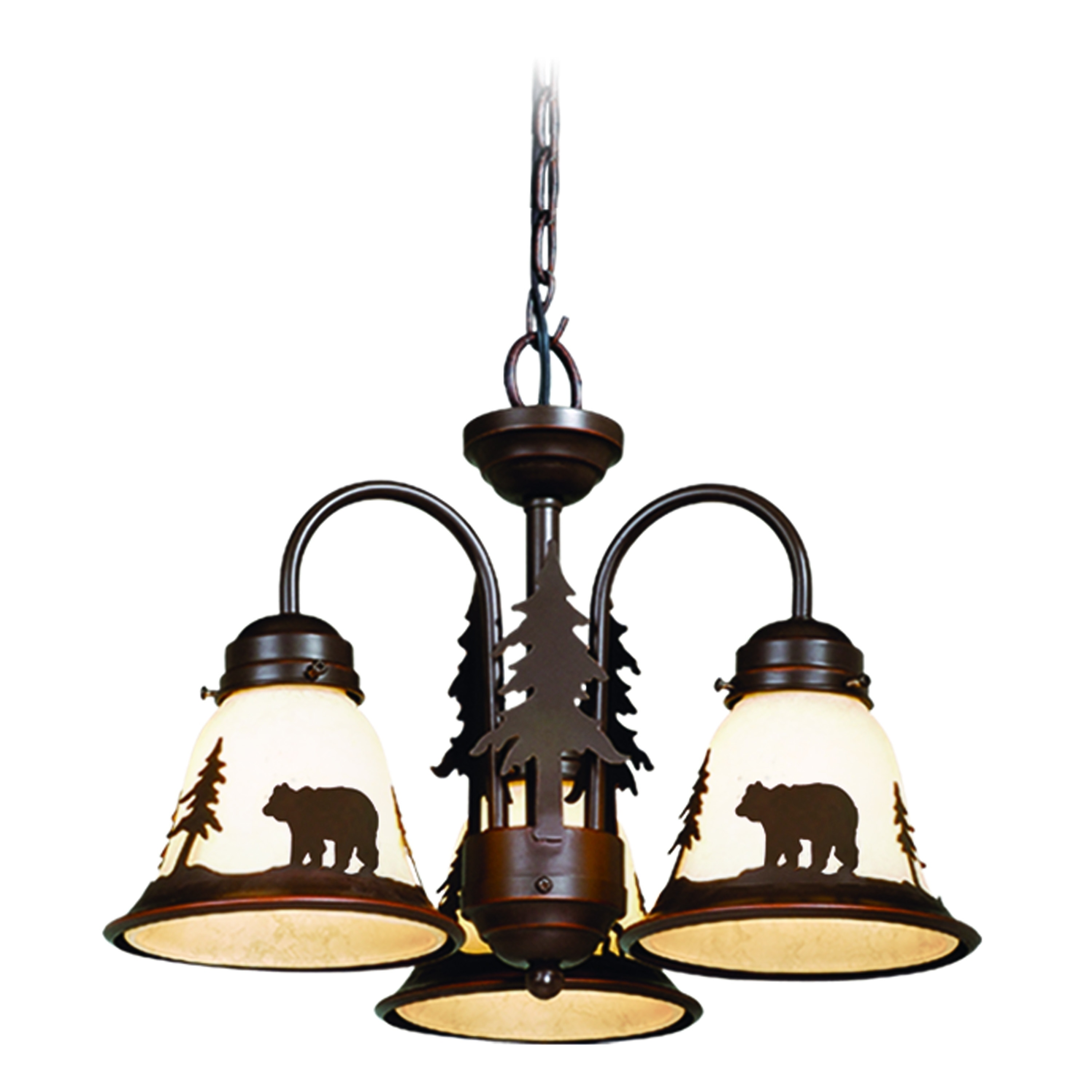 Bozeman 3L LED Bronze Rustic Bear Mini Chandelier or Fan Light Kit - 15.5-in W x 10.5-in H x 15.5-in D - Chandeliers For Bedrooms by Overstock.com