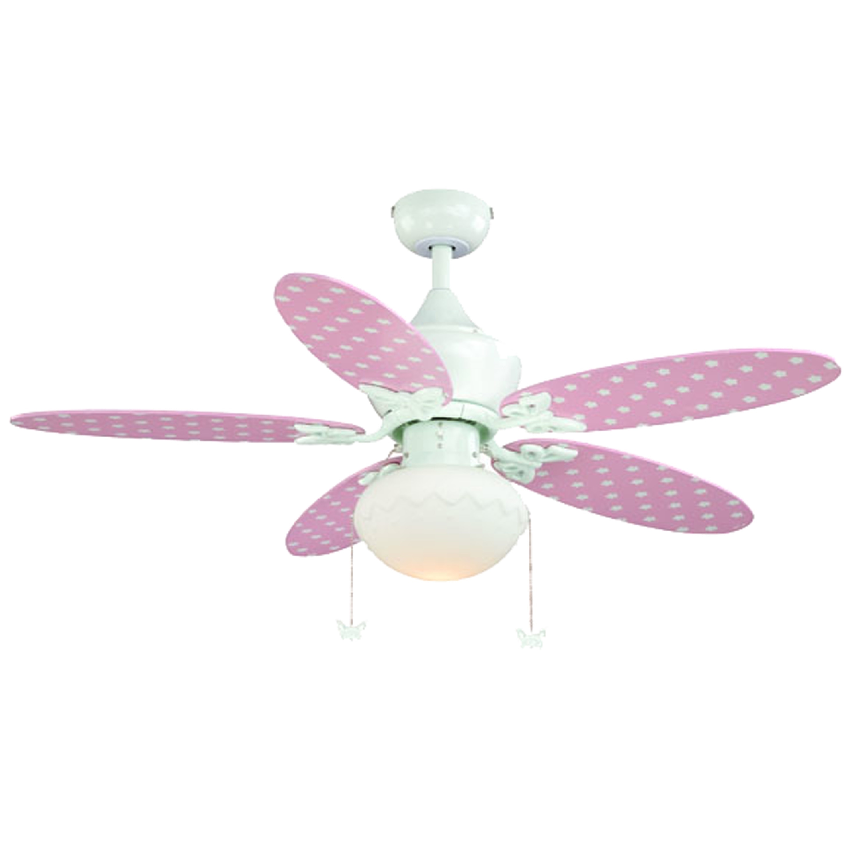 Alice Childrens 44 Inch Girls Pink Daisy And White Ceiling Fan With Led Light Kit