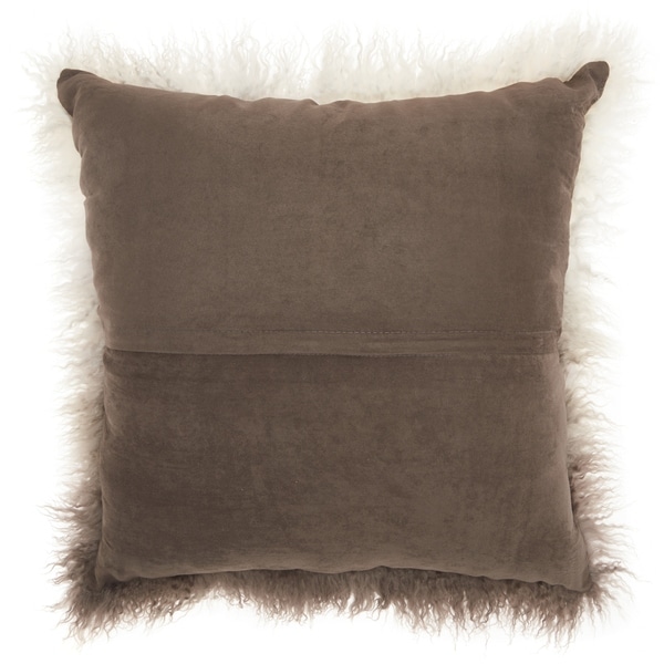 Mina Victory Fur Ombre Grey/White Throw Pillow
