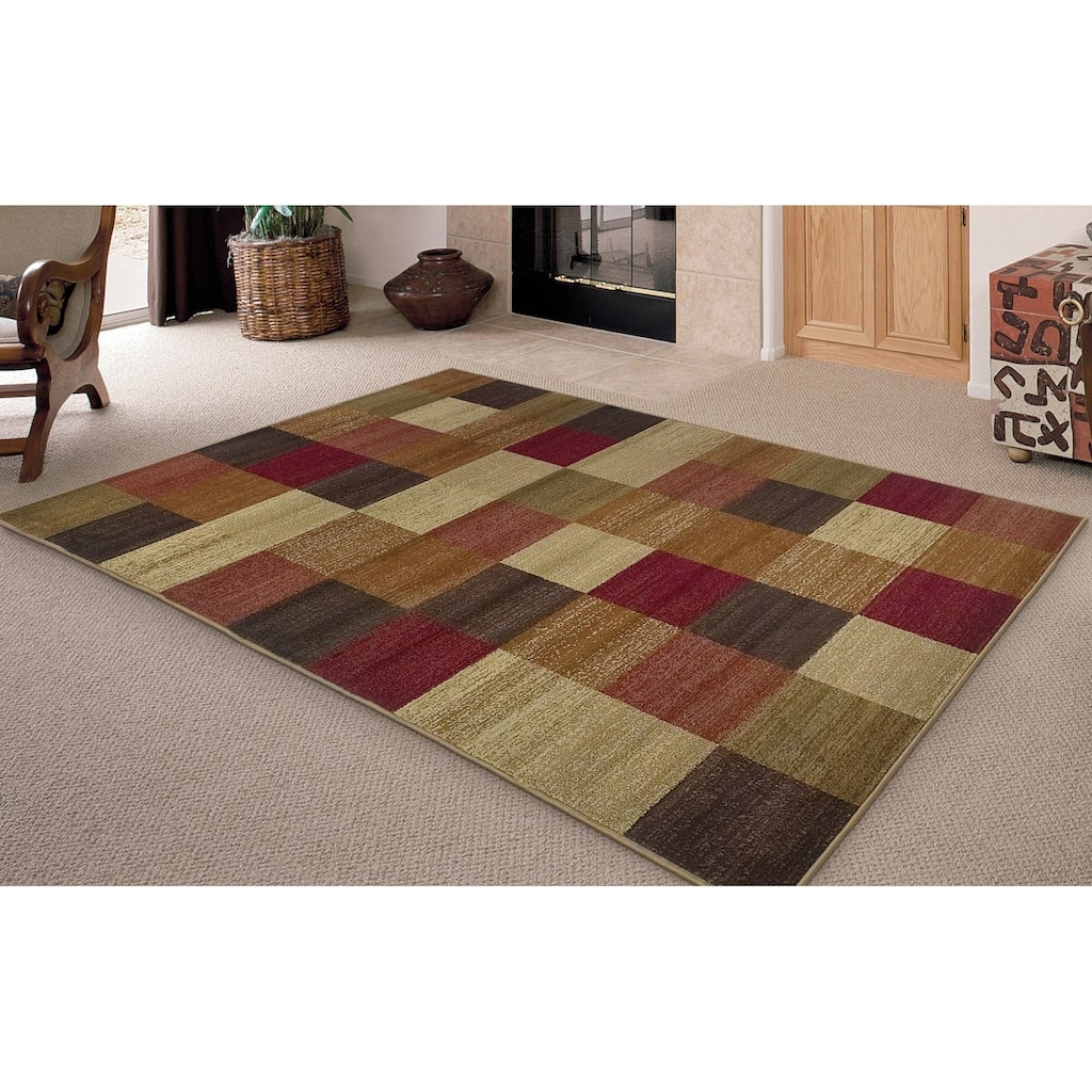 KAS Lifestyles Beige Squares Rug