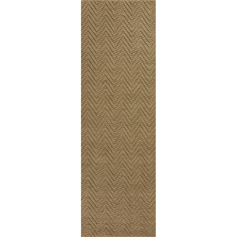 KAS Rugs Porto Herringbone Handmade Natural Jute Area Rug - 2' x 7'6" Runner - Natural