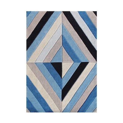 Different Shades Of Blue In A Patterned Rug - 8' x 10'