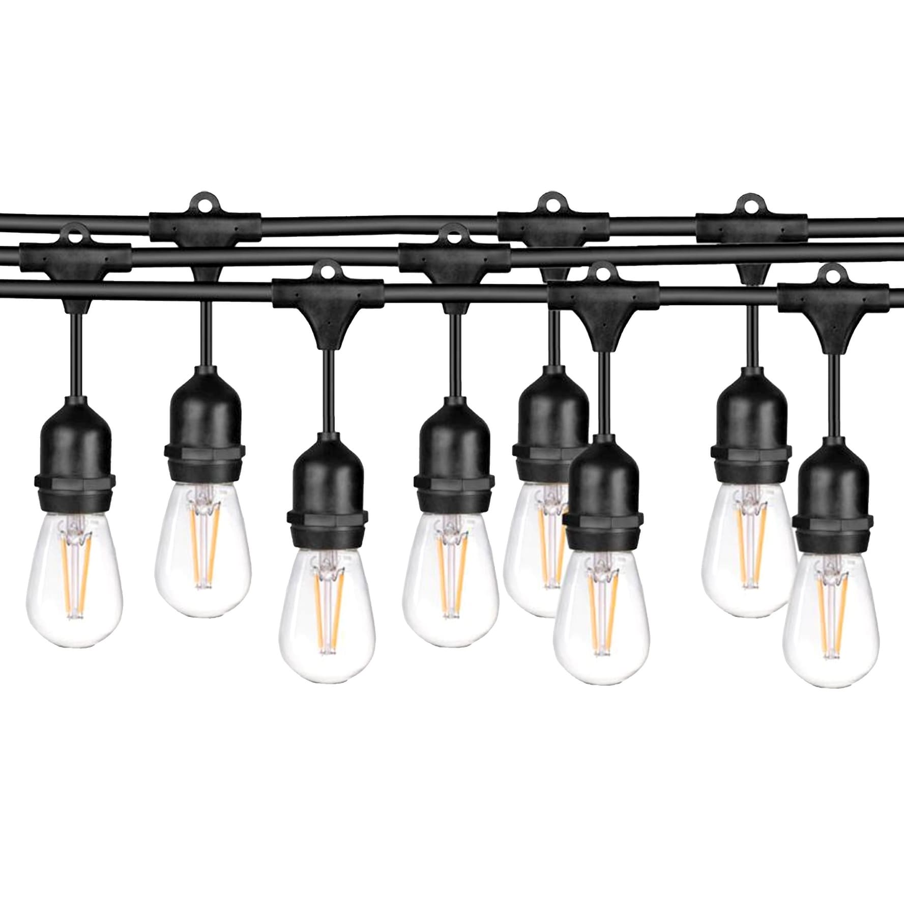 Details about   LED String Lights 15 Hanging Sockets Outdoor 48ft Weatherproof Commercial LED 