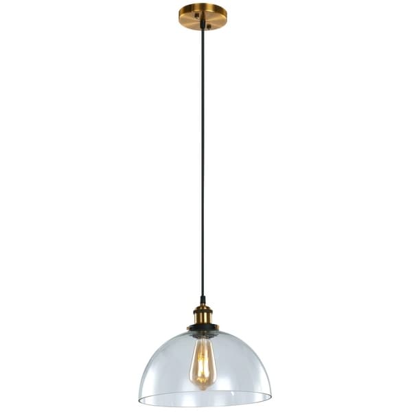 LEDPAX Winfield Half Circle Single Bulb Encased Pendant Fixture - Brown Bronze, 30 X 30CM Shade