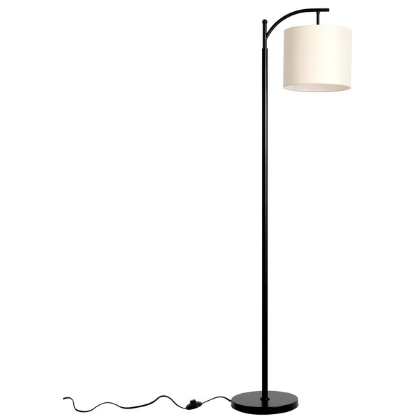 LEDPAX Tilden Hanging Floor Lamp with Rectangular Base & White Lampshade - Black, E26 Base