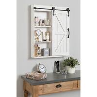 Cates Wood Wall Storage Cabinet with Vanity Mirror and Barn Door