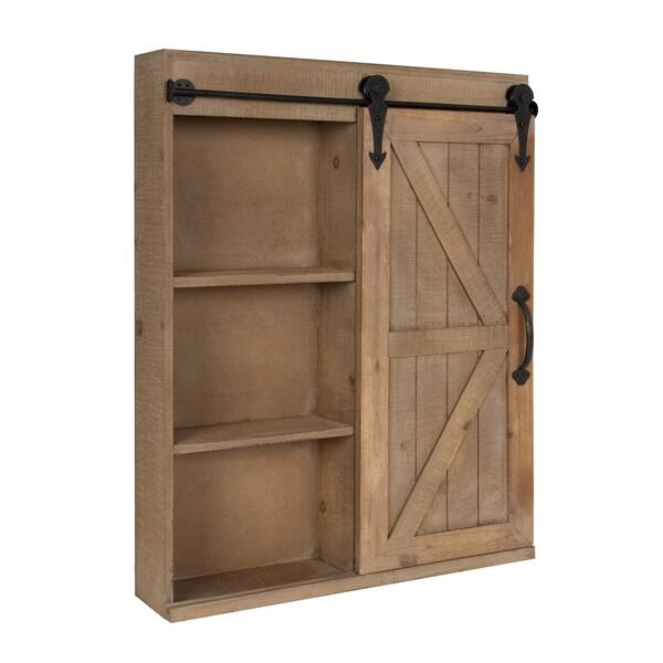 Shop Cates Wood Wall Storage Cabinet With Vanity Mirror And Barn Door Overstock 20987282