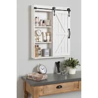 Cates Wood Wall Storage Cabinet with Vanity Mirror and Barn Door