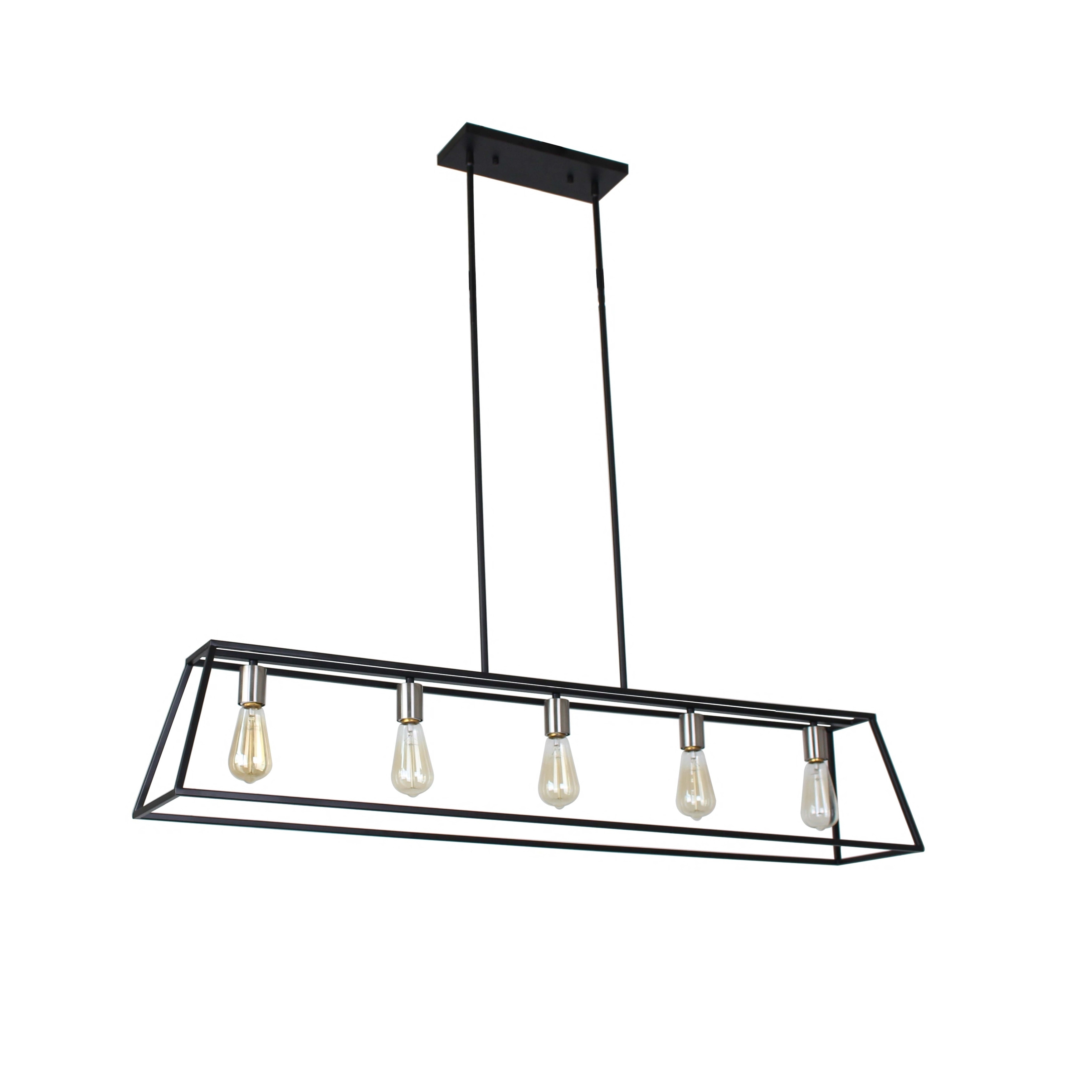 Sarah Collection 5-Light Black and Satin Nickel Finish Chandelier - Chandeliers For Bedrooms by Overstock.com