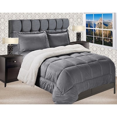 Elegant Comfort Reversible Sherpa Micro-Suede 3-Piece Comforter Set
