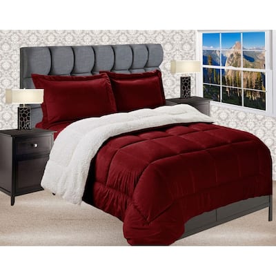 Elegant Comfort Reversible Sherpa Micro-Suede 3-Piece Comforter Set