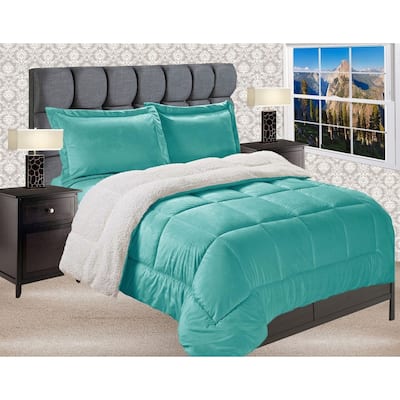 Elegant Comfort Reversible Sherpa Micro-Suede 3-Piece Comforter Set
